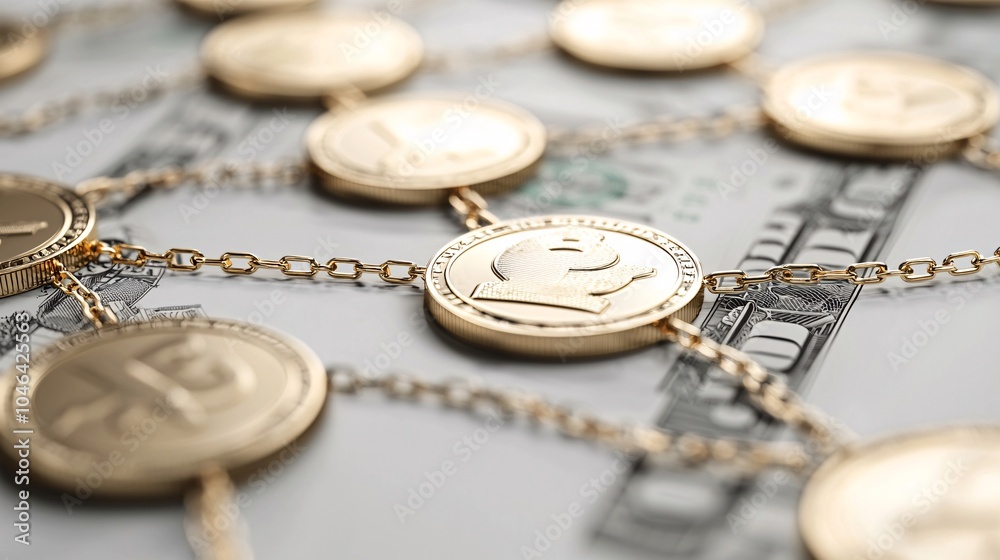 Interconnected Metallic Chains on a Dark Background, Symbolizing Strength and Unity Interconnected Metallic Chains on a Dark Background, Symbolizing Strength and Unity