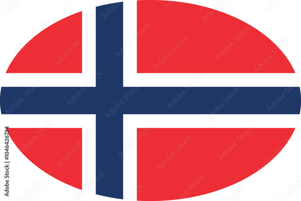 Obraz premium Oval shaped national flag of the European country of NORWAY