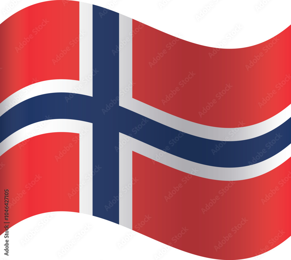 Naklejka premium Waving shaped national flag of the European country of NORWAY