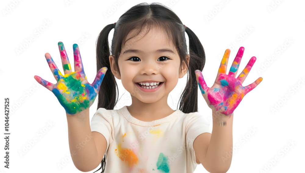 Joyful Child with Painted Hands Joyful Child with Painted Hands