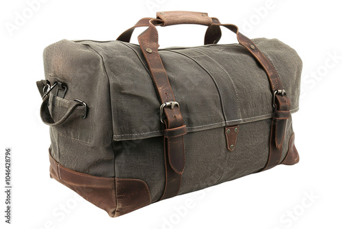 Vintage Leather and Canvas Weekender Duffle Bag photo