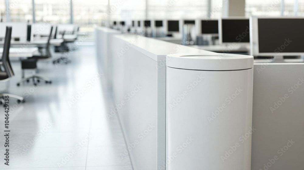 Modern Office Trash Can Next to Desk Divider Modern Office Trash Can Next to Desk Divider