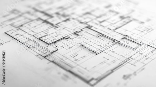 Wallpaper Mural Architectural blueprint showcasing floor plan details. Torontodigital.ca