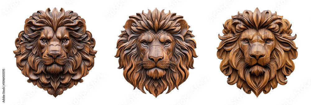 Obraz premium Lion Carvings on Transparent Background