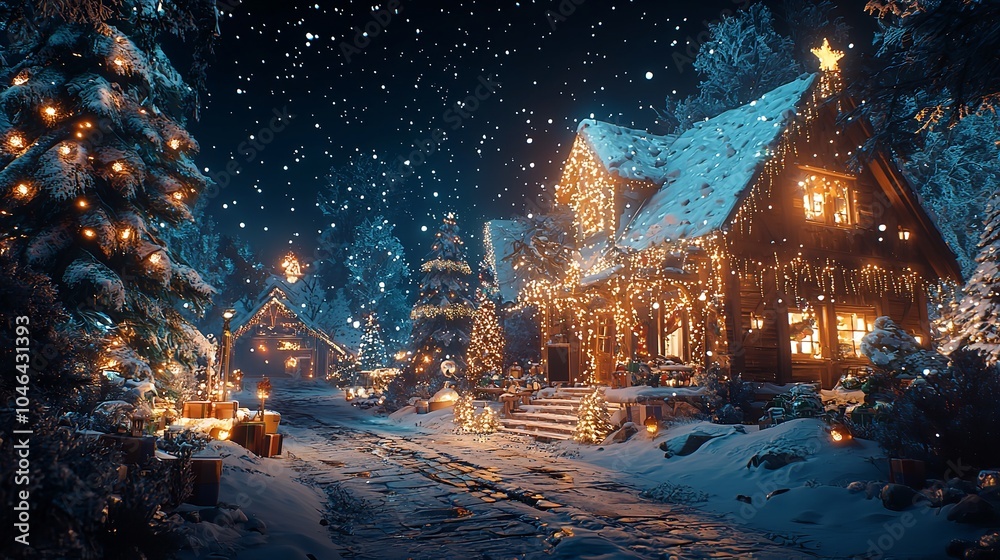 Christmas and New Year Winter Night 16K Resolution Christmas and New Year Winter Night 16K Resolution