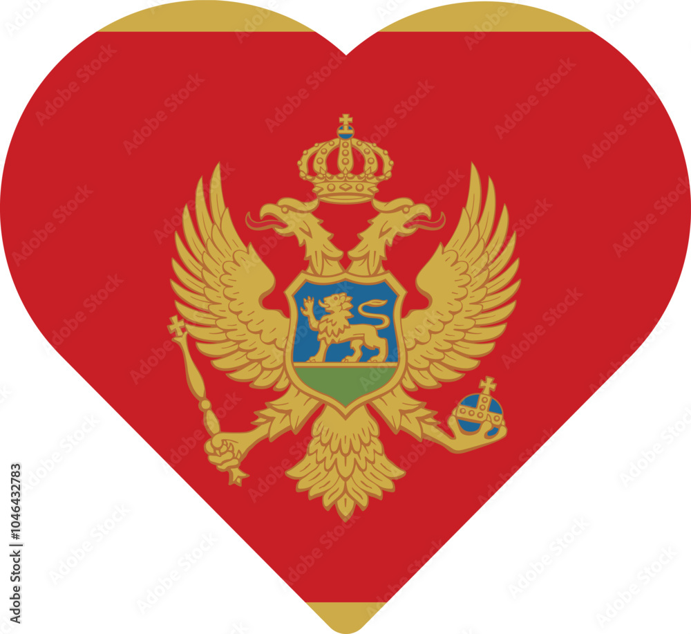 Heart shaped national flag of the European country of MONTENEGRO Heart shaped national flag of the European country of MONTENEGRO