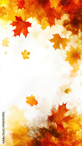 Warm fall light and red maple leaves background