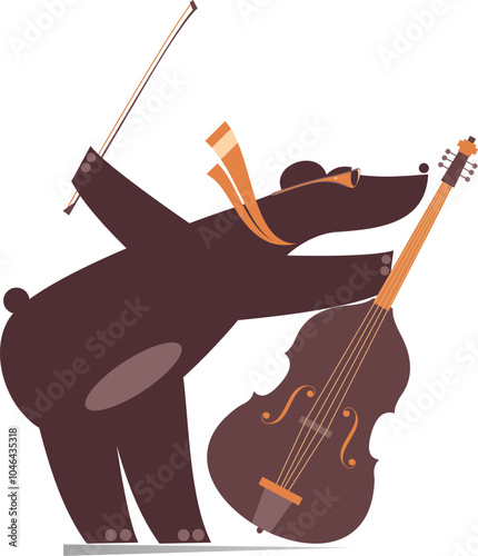 Cute bear plays cello. 
Cartoon bear with cello and fiddlestick
