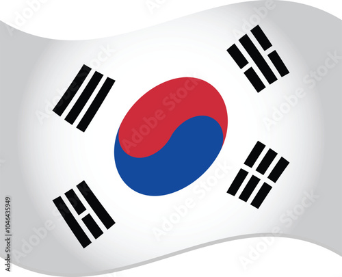 South Korea Country Flag 3D Vector