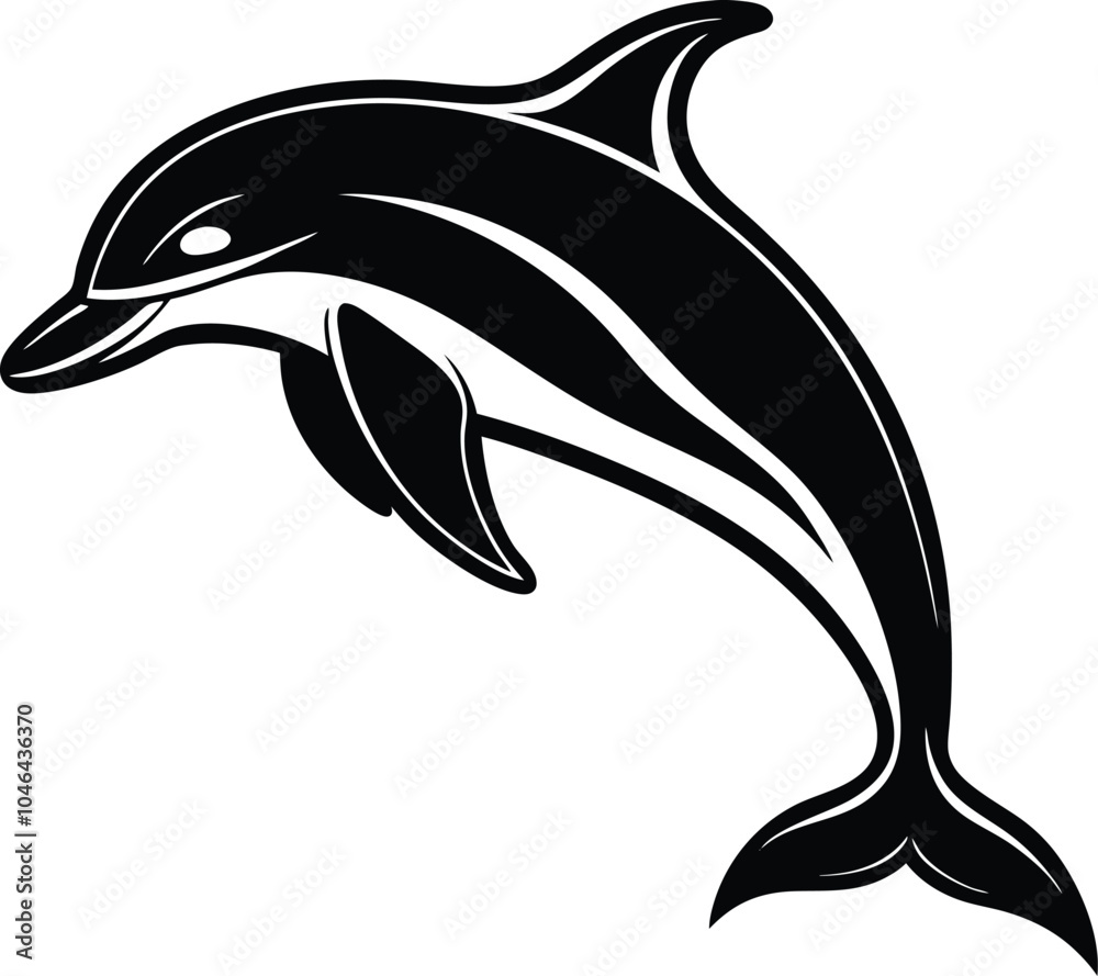 Obraz premium Dolphin Silhouette Vector | Elegant Marine Animal Illustrations for Ocean-Themed Designs