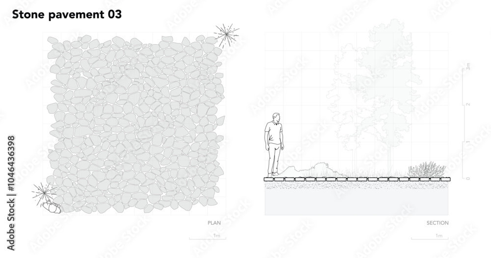 Architectural Drawings, Minimal style cad tree line drawing, Side view, plan and section forest outline symbol for landscape design drawing. Vector illustration in stroke fill in white. Architectural Drawings, Minimal style cad tree line drawing, Side view, plan and section forest outline symbol for landscape design drawing. Vector illustration in stroke fill in white.