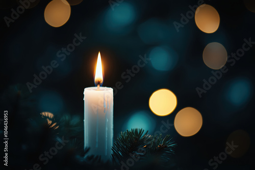 Elegant White Candle with Soft Glow