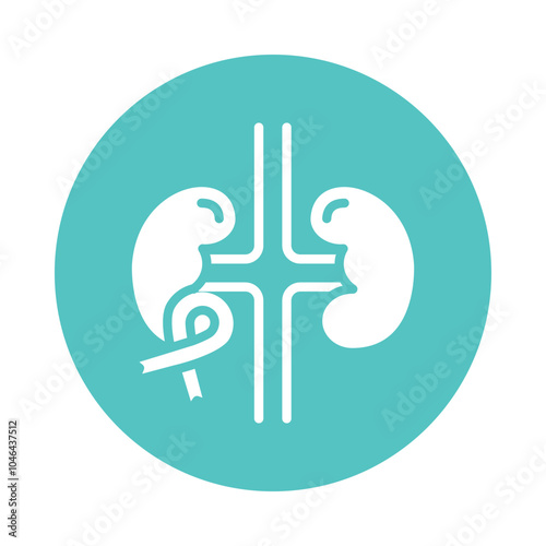 Kidney Cancer vector Glyph Cricle Design icon. Cancer Symbol on White background EPS 10 File