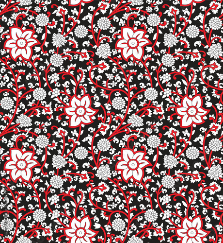 Seamless floral textile design repeat pattern illustration Allover background wallpaper