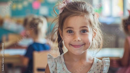 Smiling little girl in classroom.
