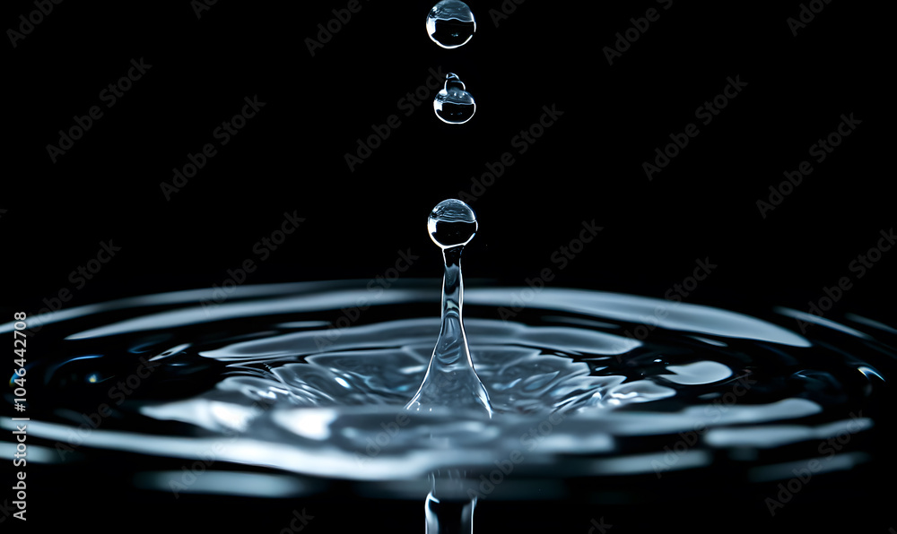 Dynamic Water Droplets Isolated on Black Background – High-Speed Captures, Ripples, Splashes, and Mist in Elegant Motion Dynamic Water Droplets Isolated on Black Background – High-Speed Captures, Ripples, Splashes, and Mist in Elegant Motion