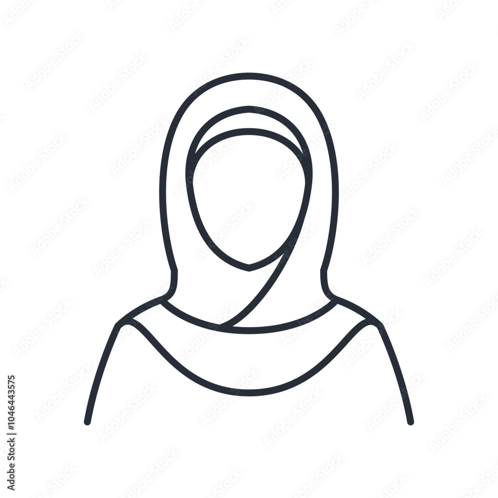 Muslim women icon. Arab girl thin line vector illustration. Muslim women icon. Arab girl thin line vector illustration.