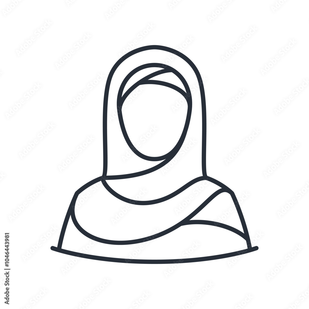 Muslim women icon. Arab girl thin line vector illustration. Muslim women icon. Arab girl thin line vector illustration.