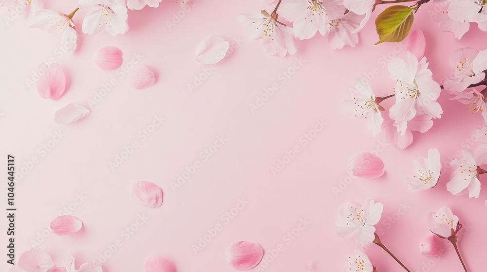 Photo of, Pink background with delicate cherry blossom branches and flying butterflies for design, banner template Photo of, Pink background with delicate cherry blossom branches and flying butterflies for design, banner template