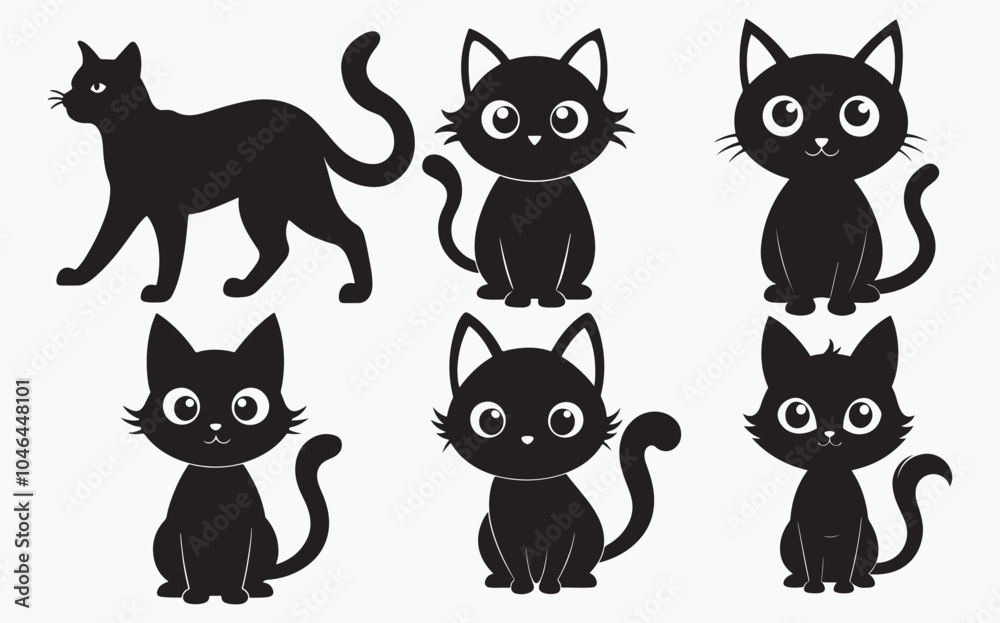 cat silhouette icon set cat silhouette icon set