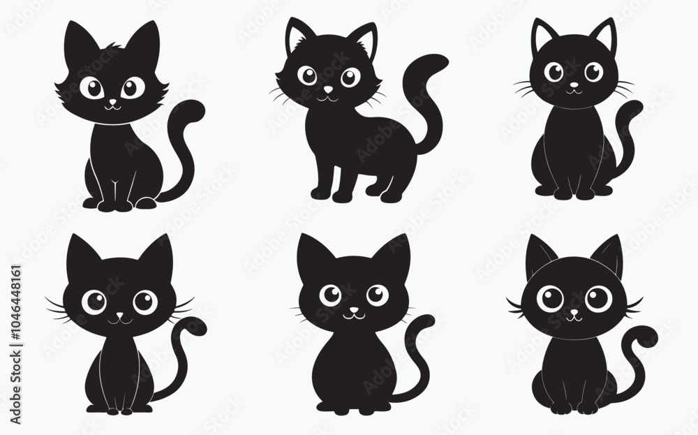 cat silhouette icon set cat silhouette icon set