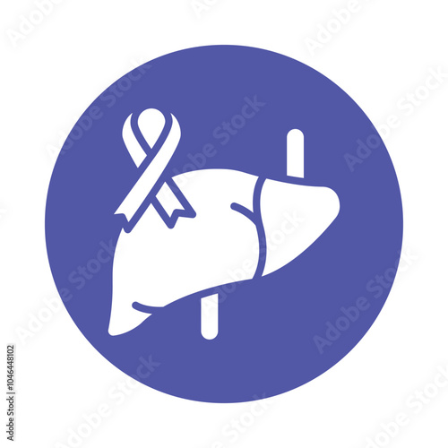 Liver Cancer vector Glyph Cricle Design icon. Cancer Symbol on White background EPS 10 File