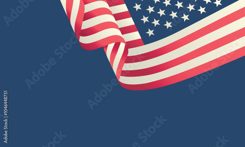 USA flag waving on blue background patriotic border design vintage vector illustration for Veterans day, Election, voting, Independence day, 4th of July, Presidents day, US