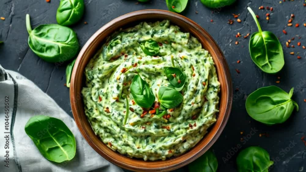 Spinach dip is a creamy, savory dip made with cooked spinach, various cheeses, garlic, and various seasonings, served warm. Spinach dip is a creamy, savory dip made with cooked spinach, various cheeses, garlic, and various seasonings, served warm.