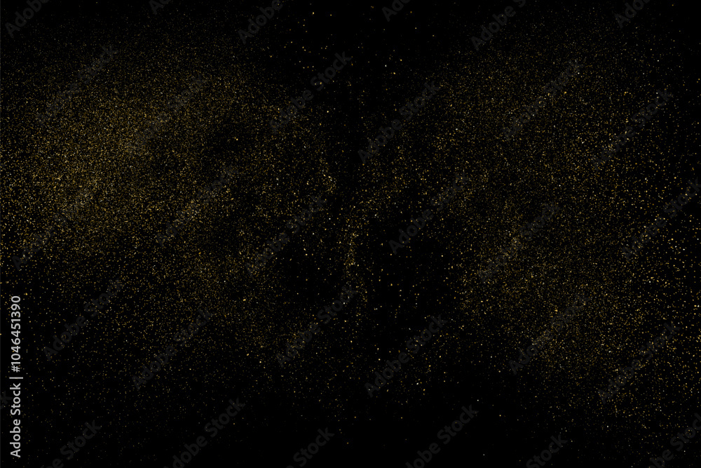 Fototapeta premium Gold Glitter Texture Isolated on Black Background. Golden stardust. Amber Particles Color. Sparkles Rain. Vector Illustration, Eps 10.