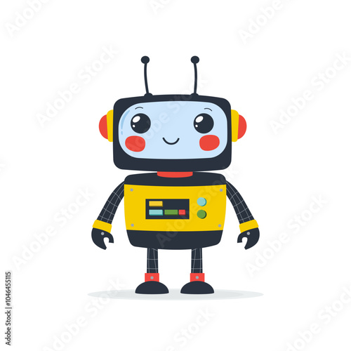 Adorable Robot Character with Antennas for children s illustrations, futuristic designs, and technology concepts.