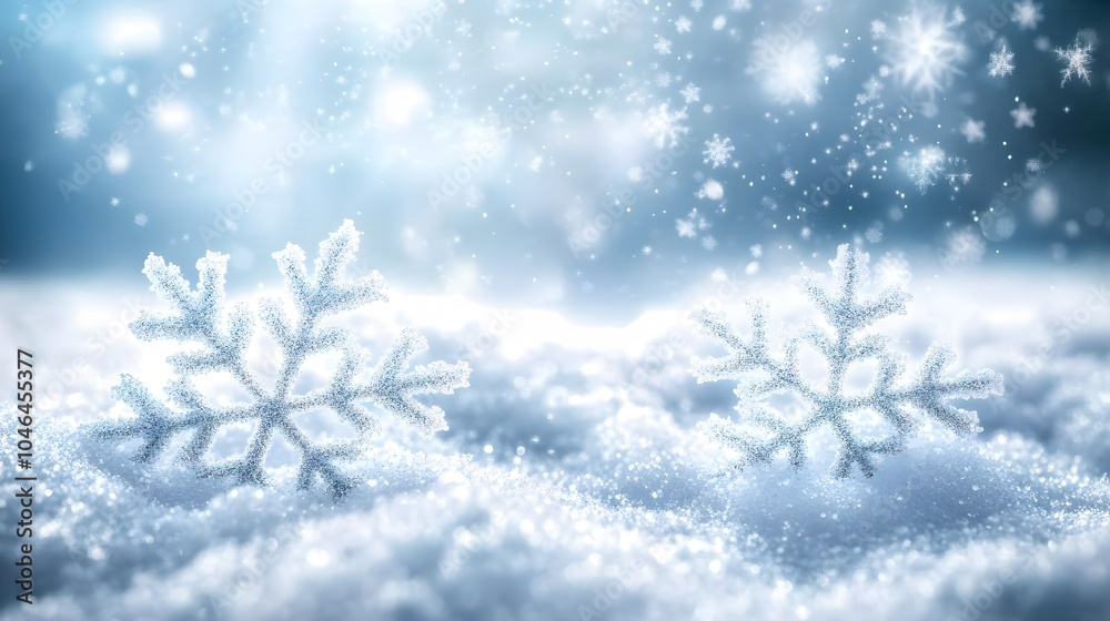 Close-up of delicate snowflakes resting on a bed of sparkling snow, reflecting gentle winter light, creating a magical and frosty scene.. Close-up of delicate snowflakes resting on a bed of sparkling snow, reflecting gentle winter light, creating a magical and frosty scene..