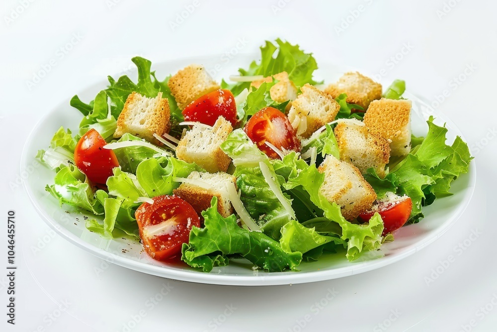 Healthy Caesar salad on a plain background Healthy Caesar salad on a plain background