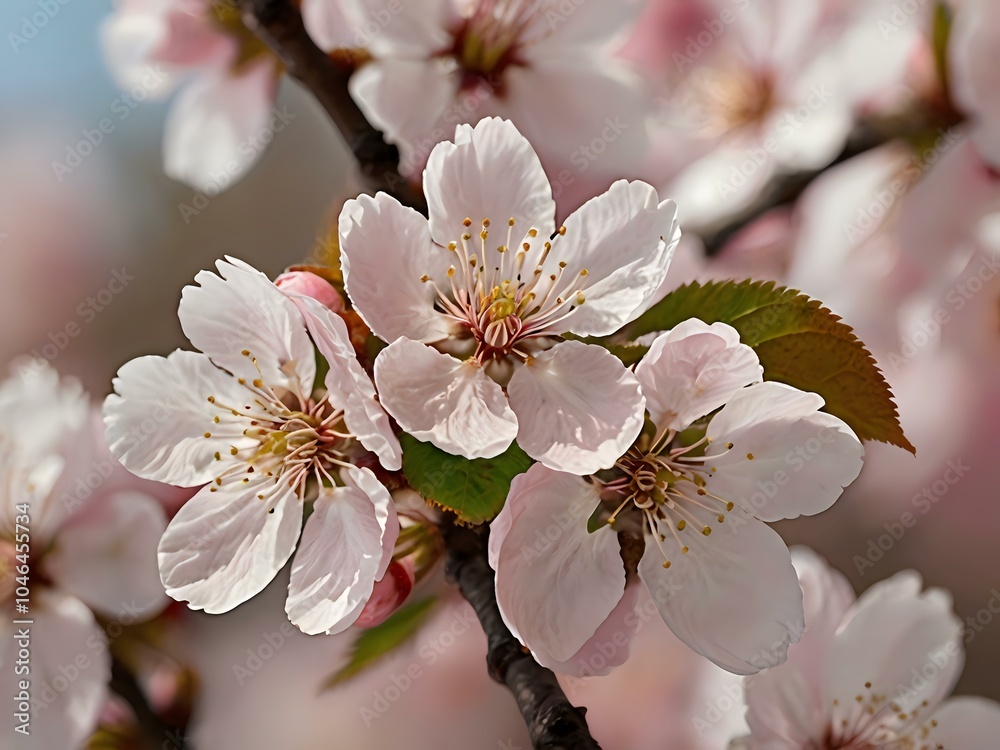 Obraz premium cherry blossoms in bloom photographed during the day directly on the tree
