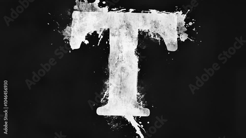 Alphabet T. Stop motion animation in a wiggly 2D grunge style with dirty black and white paint