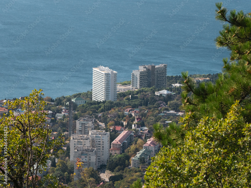 Fototapeta premium view of Yalta and the sea from above