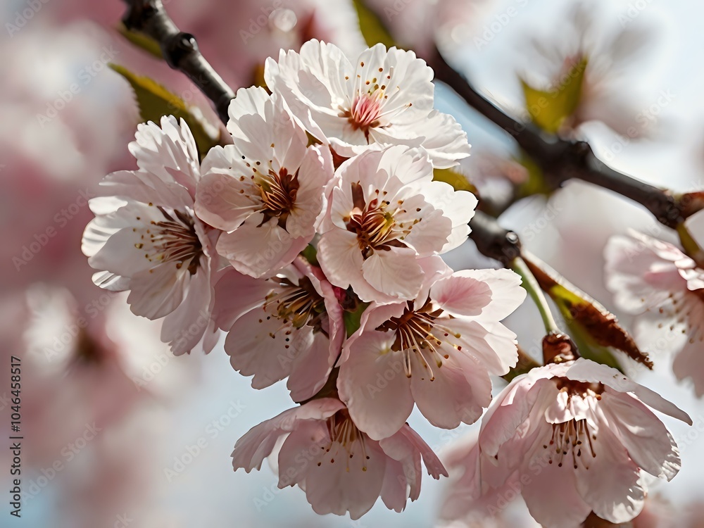Obraz premium cherry blossoms in bloom photographed during the day directly on the tree