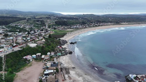 houses on pichicuy beach, la ligua commune, valparaiso region, country of chile photo