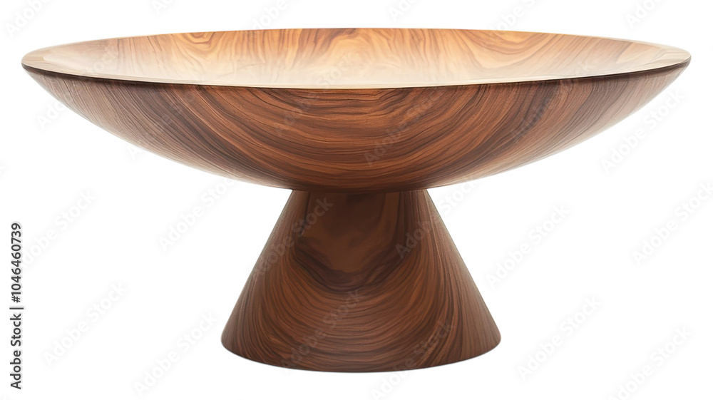 Elegant wooden bowl with a unique conical base showcasing rich grain details and smooth curves, ideal for modern decor. Elegant wooden bowl with a unique conical base showcasing rich grain details and smooth curves, ideal for modern decor.
