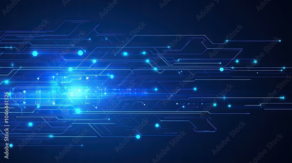 Abstract Blue Technology Background with Lines and Circles Abstract Blue Technology Background with Lines and Circles