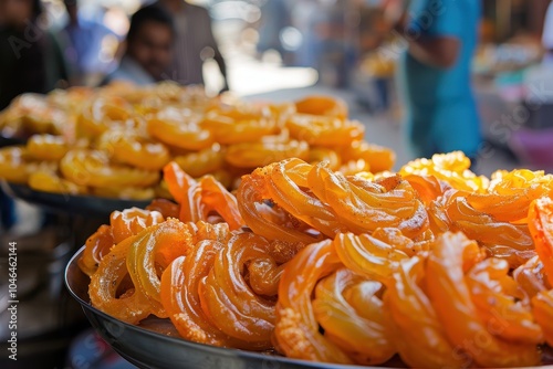 Jalebi sold in Indian street market photo