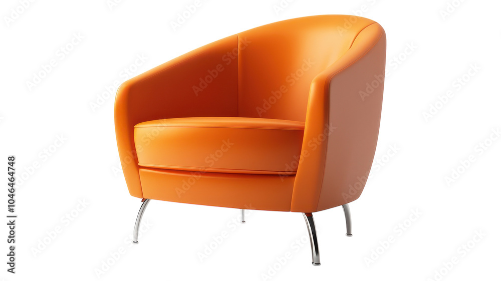 Modern orange chair design with smooth curves and shiny legs, perfect for contemporary living spaces in any setting. Modern orange chair design with smooth curves and shiny legs, perfect for contemporary living spaces in any setting.