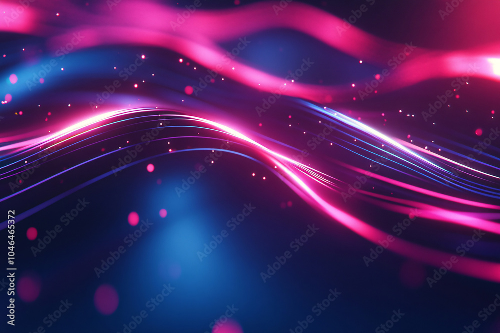 Obraz premium Neon futuristic flashes on black background. Motion light lines backdrop. For banner, postcard, illustration. Blur neon light. Abstract technology banner design. Digital neon lines