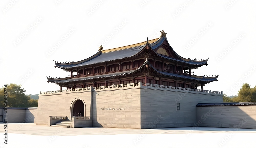 Illustration of historical building design of Kingdom in Asia during the Middle Ages. Generate AI Illustration of historical building design of Kingdom in Asia during the Middle Ages. Generate AI