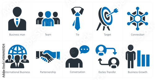 A set of 10 business icons as businessman, team, tie