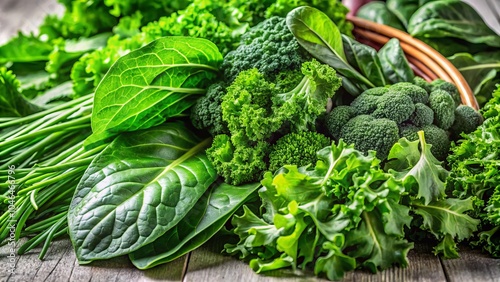 Fresh Leafy Greens on a Light Background for Healthy Cooking, Nutritious Meal Preparation, and Salads - Perfect for Food Photography and Culinary Inspiration