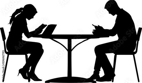 silhouettes of students studying