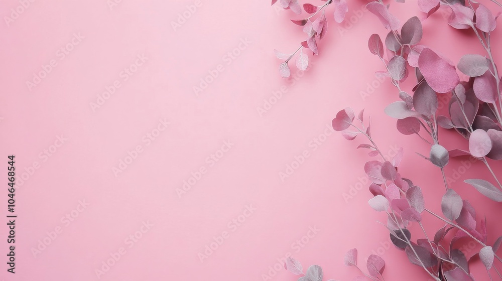 Photo of, Pink background with elegant floral vine border for design, banner template Photo of, Pink background with elegant floral vine border for design, banner template