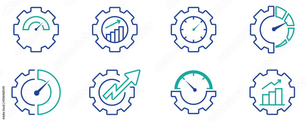 Engine performance icon set. Speedometer, tachometer icon set. Performance concept on white background. vector stock. Engine performance icon set. Speedometer, tachometer icon set. Performance concept on white background. vector stock.