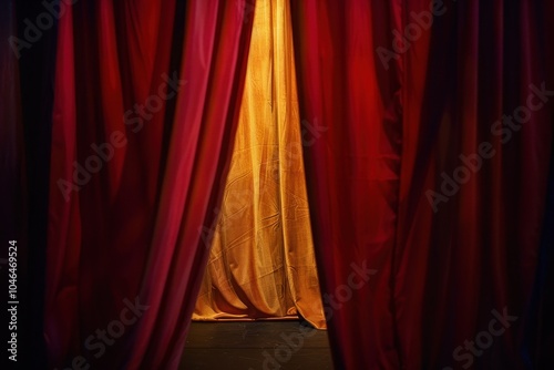 opening stage curtains in dark theater for live performance background photo