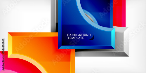 Square, arrow shapes with round elements Vector Illustration For Wallpaper, Banner, Background, Card, Book Illustration, landing page